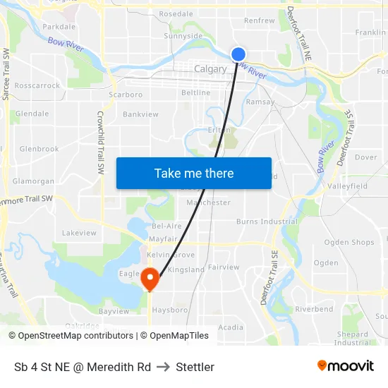 Sb 4 St NE @ Meredith Rd to Stettler map