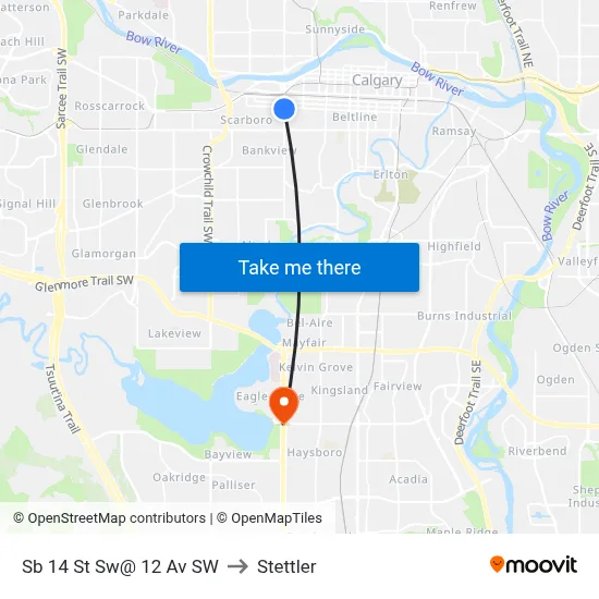 Sb 14 St Sw@ 12 Av SW to Stettler map