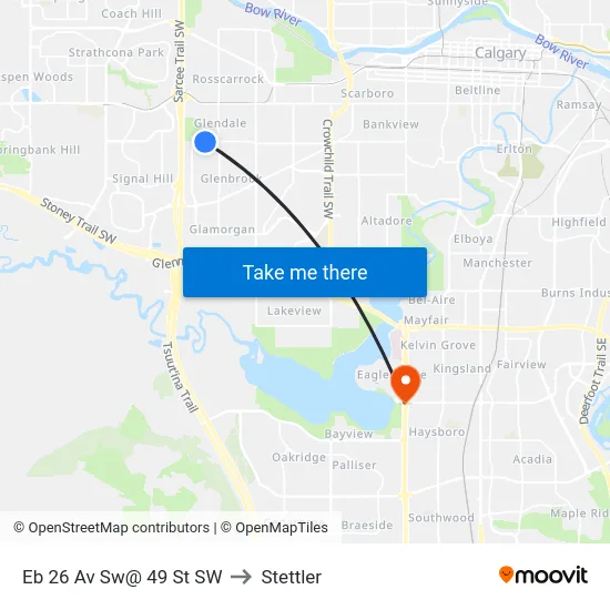 Eb 26 Av Sw@ 49 St SW to Stettler map