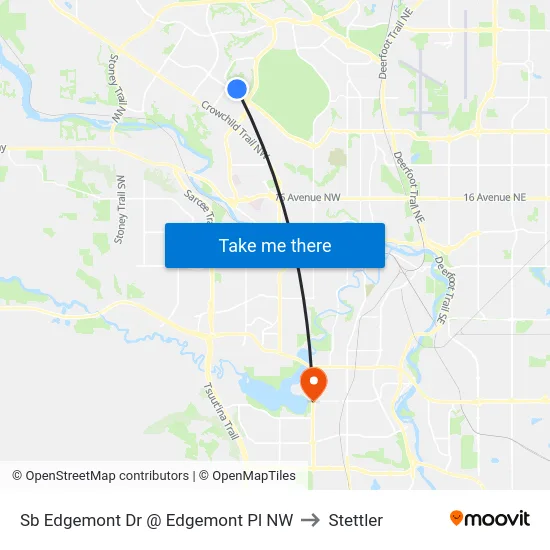 Sb Edgemont Dr @ Edgemont Pl NW to Stettler map