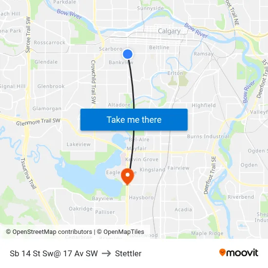 Sb 14 St Sw@ 17 Av SW to Stettler map