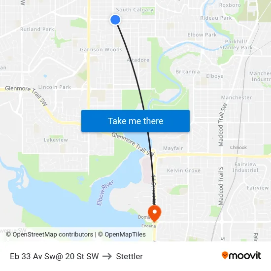 Eb 33 Av Sw@ 20 St SW to Stettler map