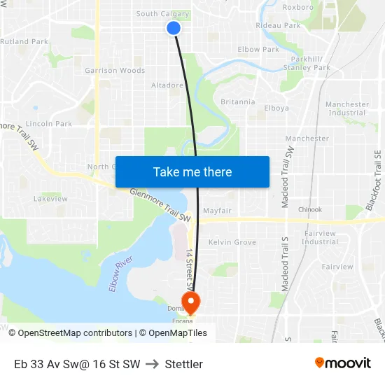 Eb 33 Av Sw@ 16 St SW to Stettler map