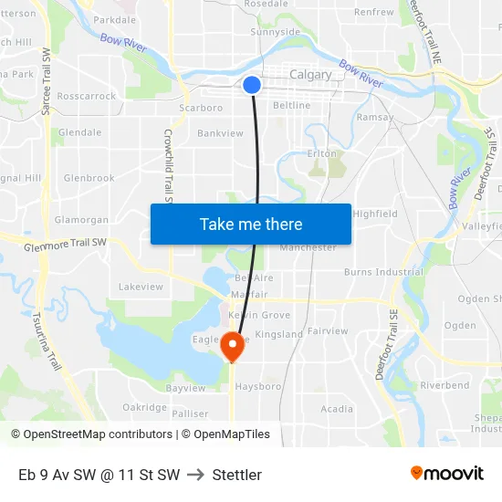 Eb 9 Av SW @ 11 St SW to Stettler map