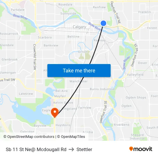 Sb 11 St Ne@ Mcdougall Rd to Stettler map