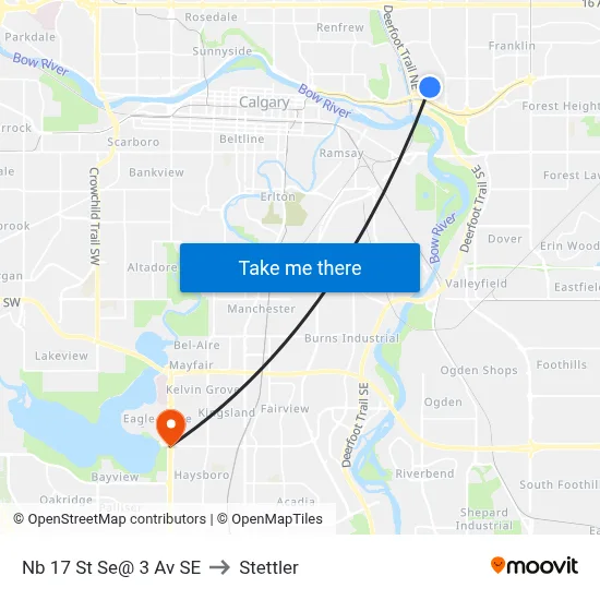 Nb 17 St Se@ 3 Av SE to Stettler map