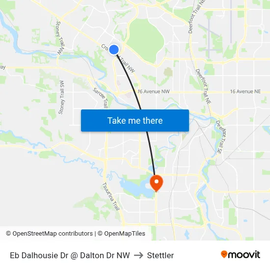 Eb Dalhousie Dr @ Dalton Dr NW to Stettler map