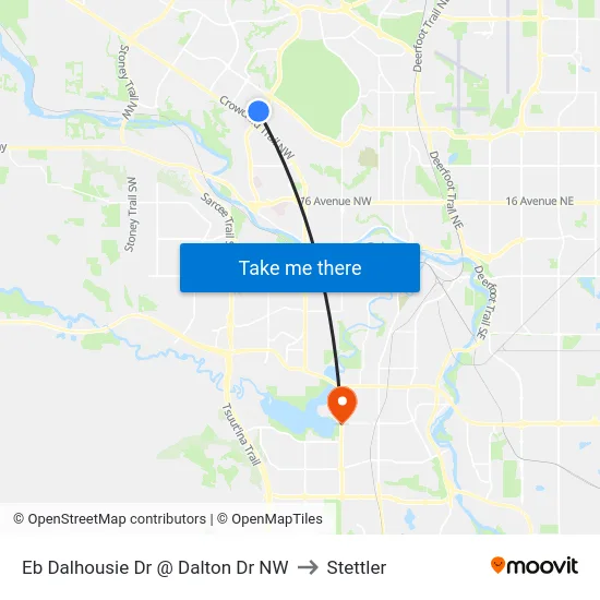 Eb Dalhousie Dr @ Dalton Dr NW to Stettler map