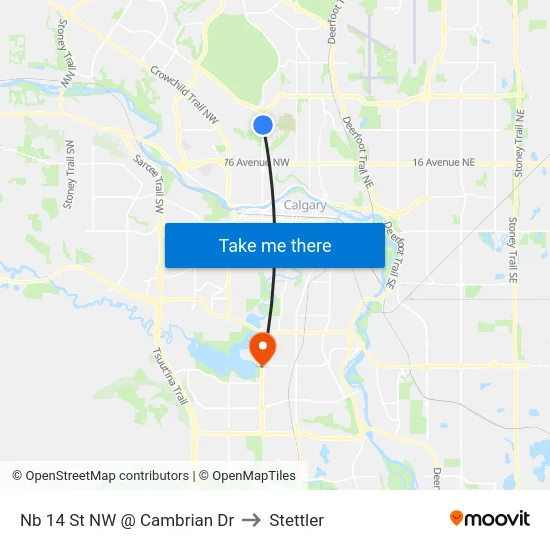 Nb 14 St NW @ Cambrian Dr to Stettler map