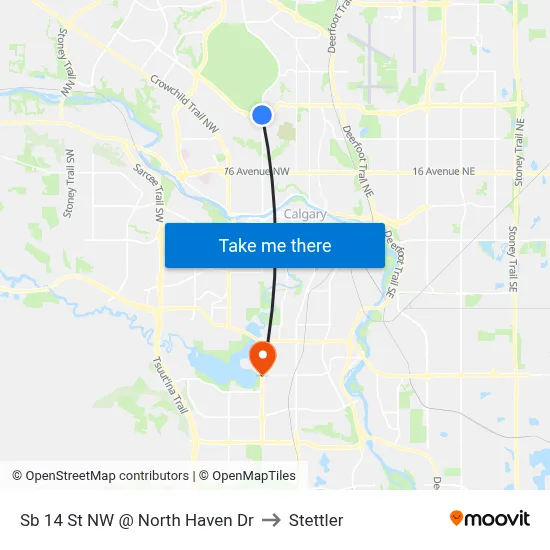 Sb 14 St NW @ North Haven Dr to Stettler map