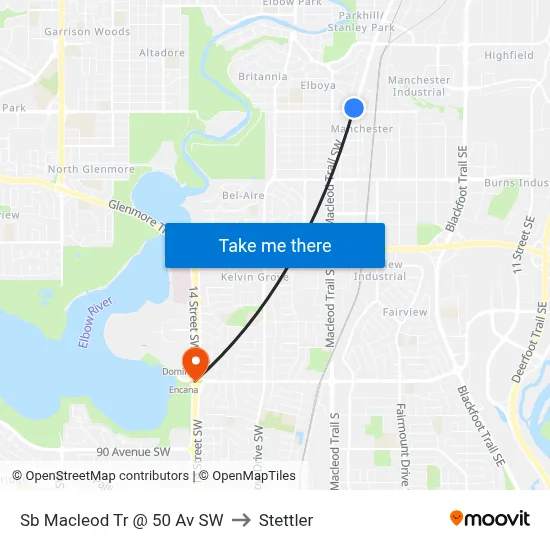Sb Macleod Tr @ 50 Av SW to Stettler map
