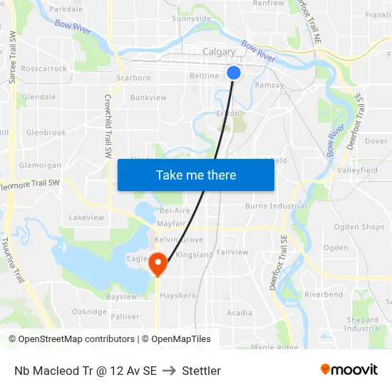 Nb Macleod Tr @ 12 Av SE to Stettler map