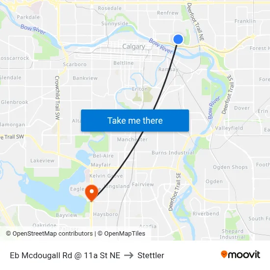 Eb Mcdougall Rd @ 11a St NE to Stettler map