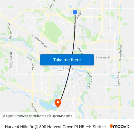 Harvest Hills Dr @ 300 Harvest Grove Pl NE to Stettler map