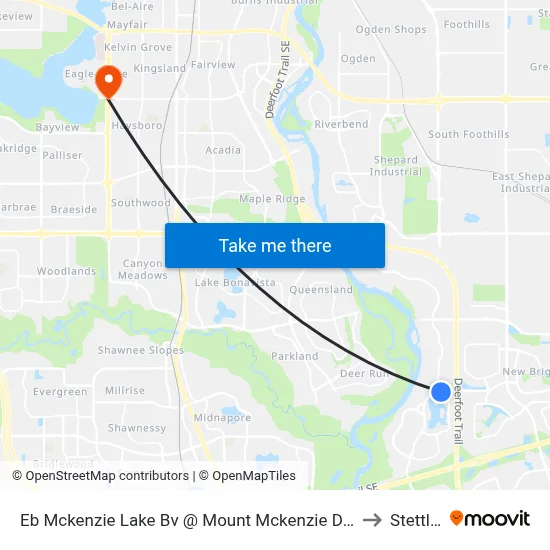Eb Mckenzie Lake Bv @ Mount Mckenzie Dr SE to Stettler map