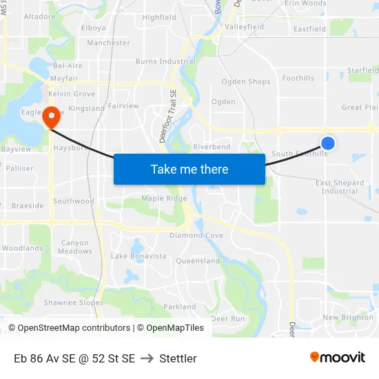 Eb 86 Av SE @ 52 St SE to Stettler map