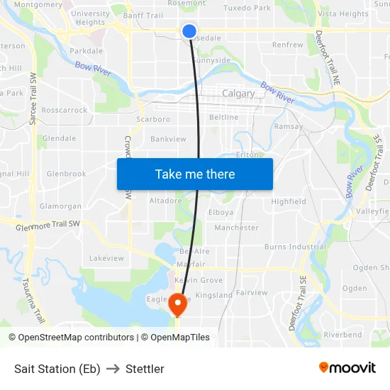 Sait Station (Eb) to Stettler map