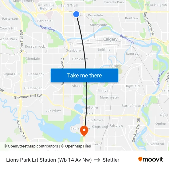 Lions Park Lrt Station (Wb 14 Av Nw) to Stettler map