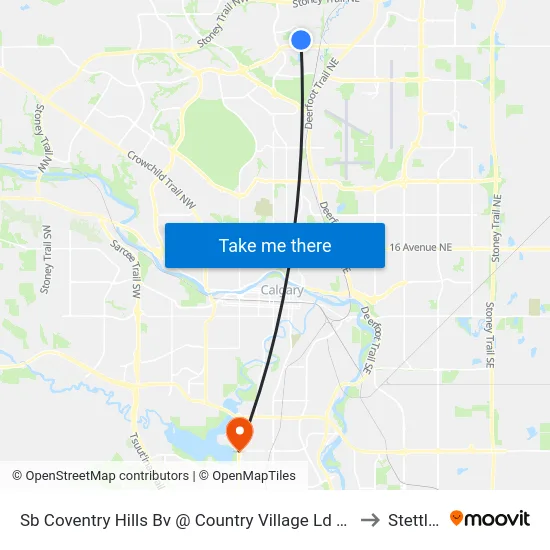 Sb Coventry Hills Bv @ Country Village Ld NE to Stettler map