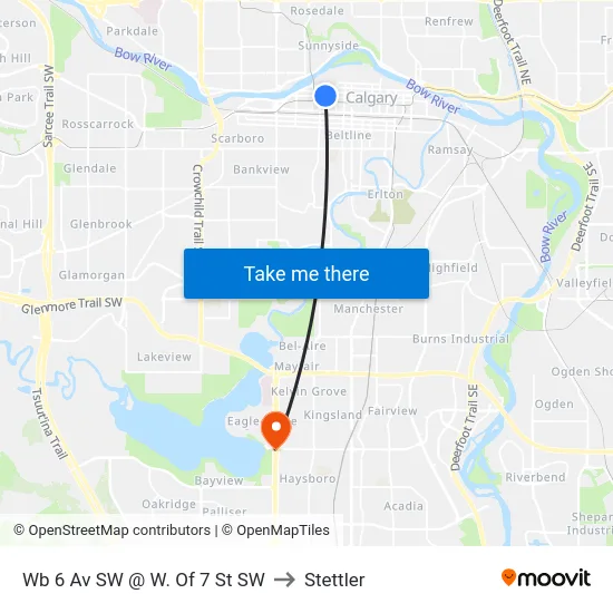 Wb 6 Av SW @ W. Of 7 St SW to Stettler map