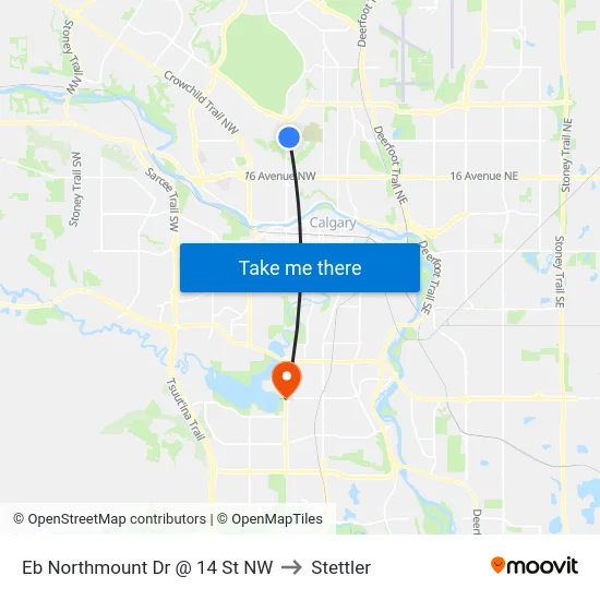 Eb Northmount Dr @ 14 St NW to Stettler map