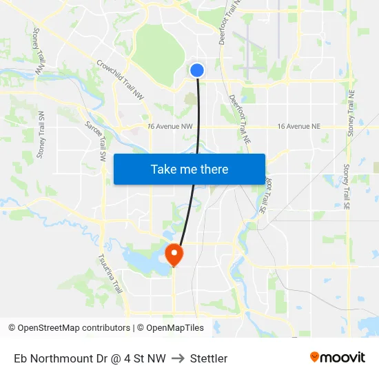 Eb Northmount Dr @ 4 St NW to Stettler map