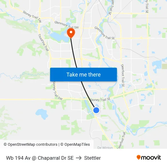 Wb 194 Av @ Chaparral Dr SE to Stettler map