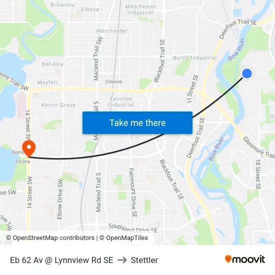 Eb 62 Av @ Lynnview Rd SE to Stettler map