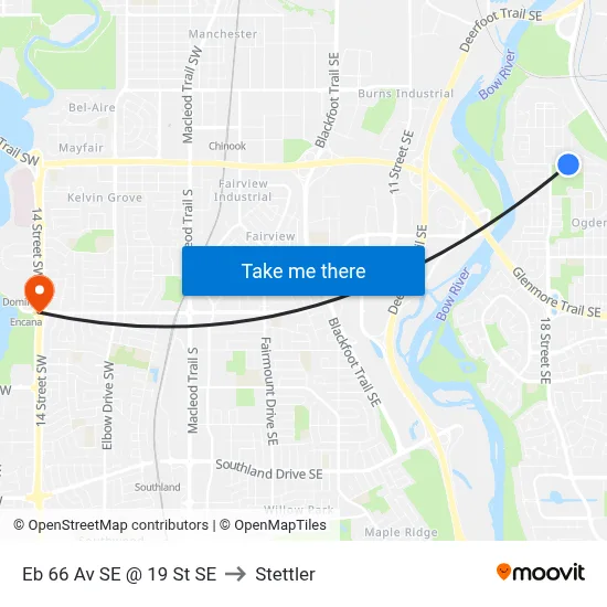 Eb 66 Av SE @ 19 St SE to Stettler map