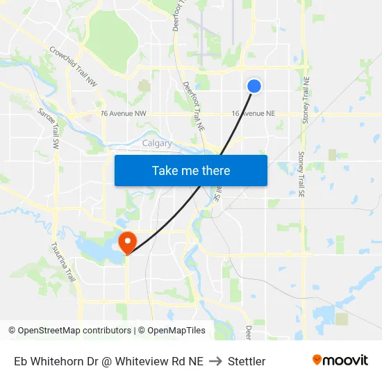 Eb Whitehorn Dr @ Whiteview Rd NE to Stettler map