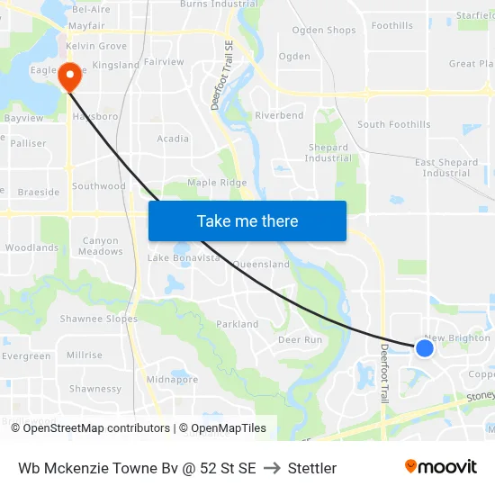 Wb Mckenzie Towne Bv @ 52 St SE to Stettler map