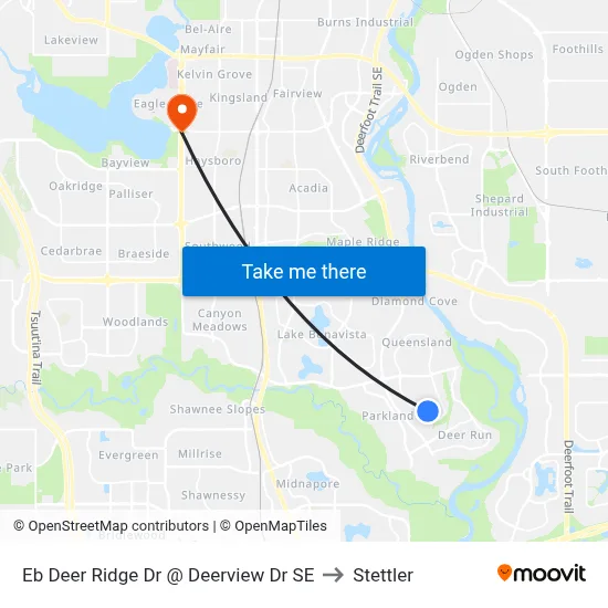 Eb Deer Ridge Dr @ Deerview Dr SE to Stettler map