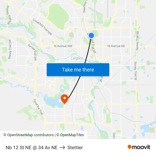 Nb 12 St NE @ 34 Av NE to Stettler map