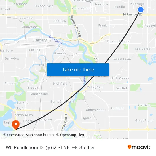 Wb Rundlehorn Dr @ 62 St NE to Stettler map