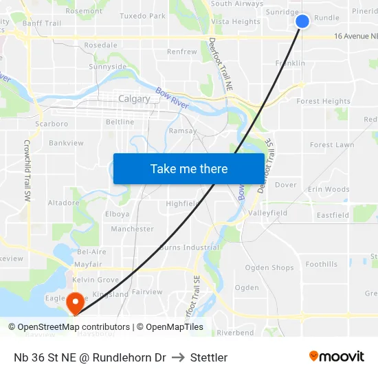 Nb 36 St NE @ Rundlehorn Dr to Stettler map