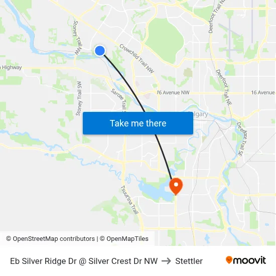 Eb Silver Ridge Dr @ Silver Crest Dr NW to Stettler map