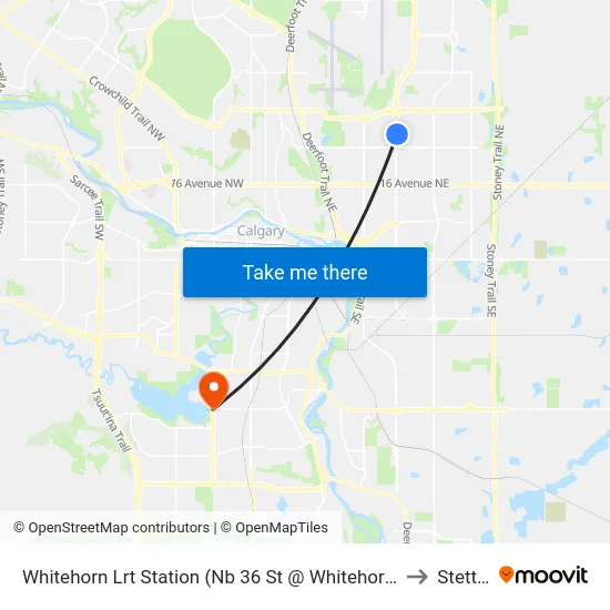 Whitehorn Lrt Station (Nb 36 St @ Whitehorn Dr Ne) to Stettler map