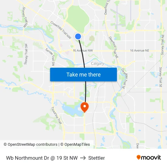 Wb Northmount Dr @ 19 St NW to Stettler map