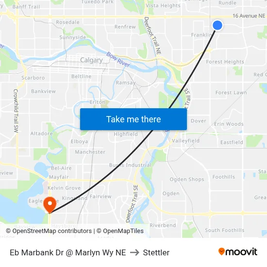 Eb Marbank Dr @ Marlyn Wy NE to Stettler map