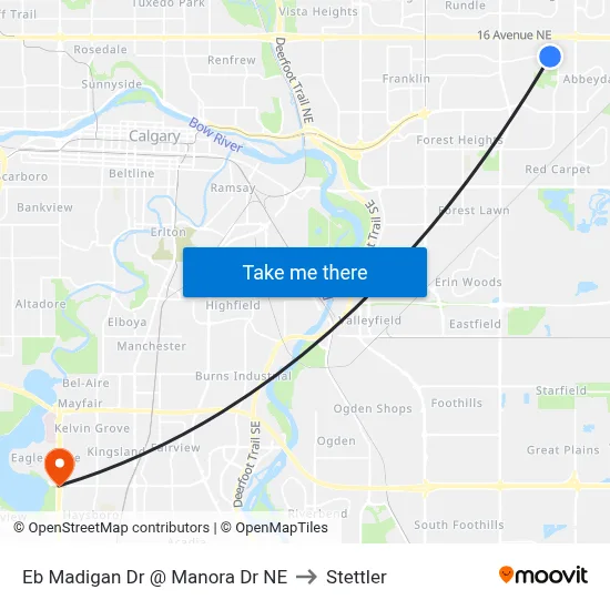 Eb Madigan Dr @ Manora Dr NE to Stettler map