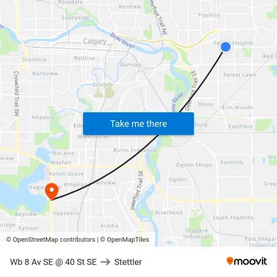 Wb 8 Av SE @ 40 St SE to Stettler map
