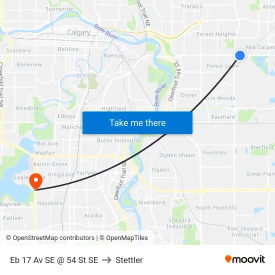 Eb 17 Av SE @ 54 St SE to Stettler map