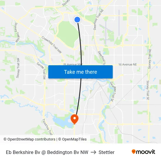Eb Berkshire Bv @ Beddington Bv NW to Stettler map