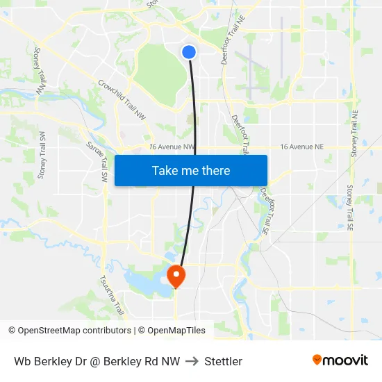 Wb Berkley Dr @ Berkley Rd NW to Stettler map