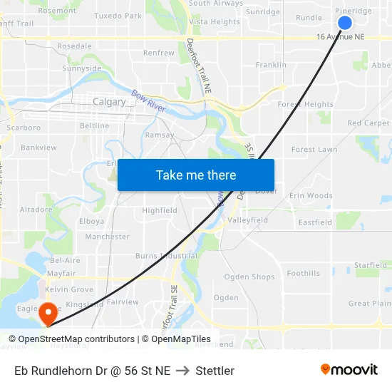 Eb Rundlehorn Dr @ 56 St NE to Stettler map