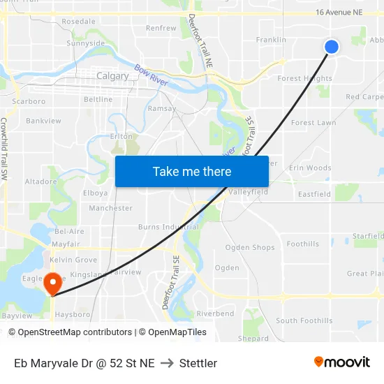 Eb Maryvale Dr @ 52 St NE to Stettler map