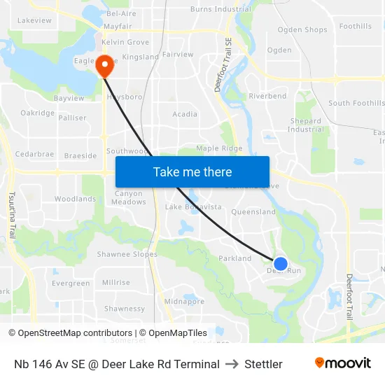 Nb 146 Av SE @ Deer Lake Rd Terminal to Stettler map
