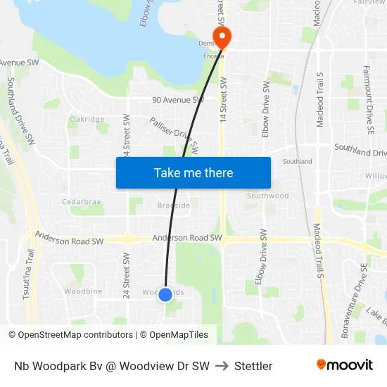Nb Woodpark Bv @ Woodview Dr SW to Stettler map