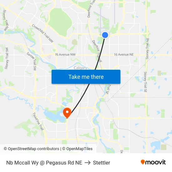 Nb Mccall Wy @ Pegasus Rd NE to Stettler map