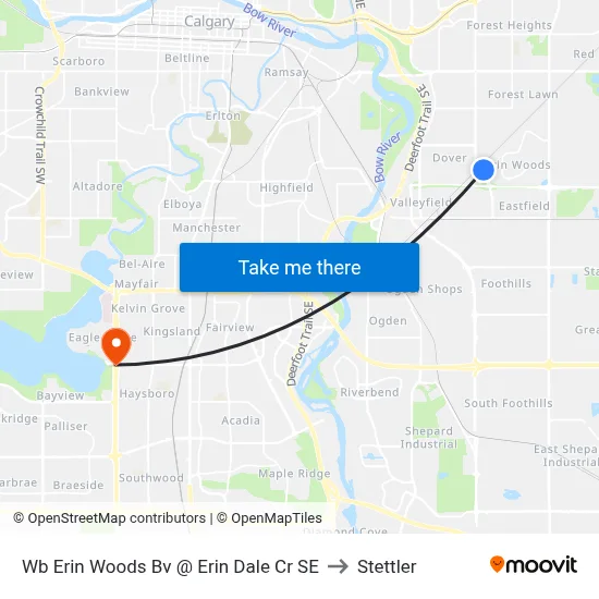 Wb Erin Woods Bv @ Erin Dale Cr SE to Stettler map